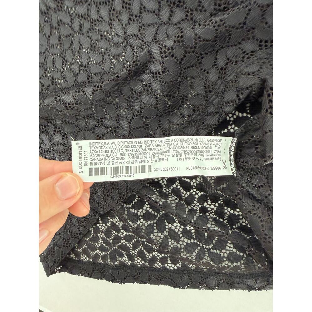 Zara Women’s Small Black Floral Lace Sheer Short Sleeve Blouse Top Romantic - Picture 10 of 10